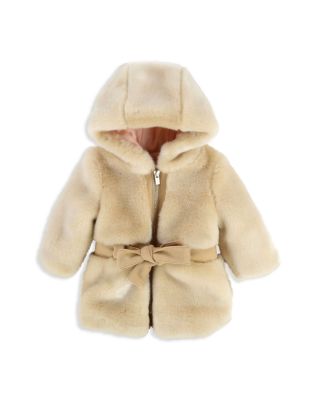 girls faux fur hooded coat