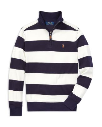 Ralph Lauren Boys' Supima® Striped Quarter-Zip Sweater - Big Kid
