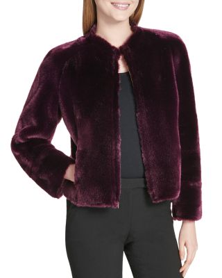 calvin klein faux fur cropped jacket