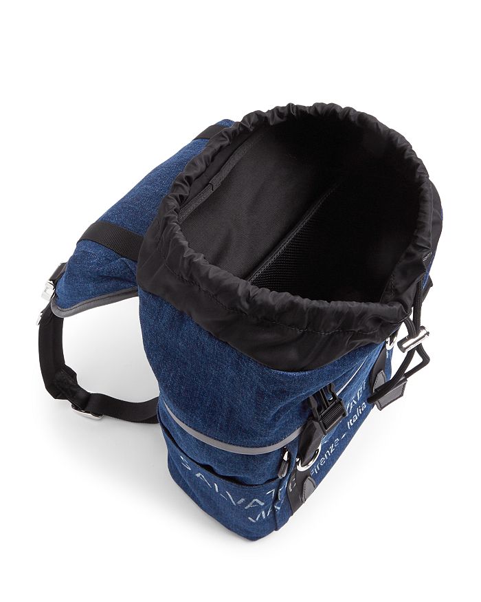 Salvatore Ferragamo Tessuto Denim Backpack In Navy | ModeSens
