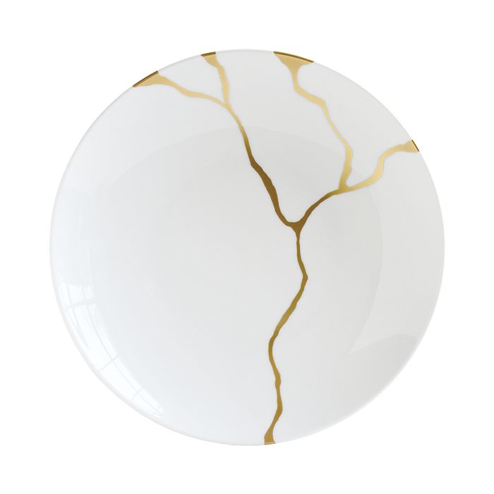 Bernardaud Kintsugi-sarkis 24k Gold Deep Round Dish In White/gold