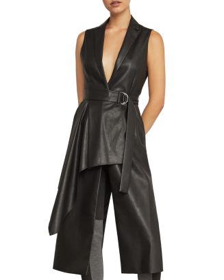 BCBGMAXAZRIA Draped Faux Leather Vest | Bloomingdale's Women