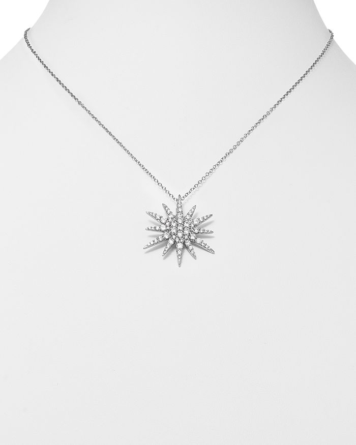 Shop Bloomingdale's Diamond Starburst Pendant Necklace In 14k White Gold, 1.5 Ct. T.w. - 100% Exclusive