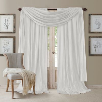 Athena 52" x 108" Crinkled Curtain Panels, Pair with Scarf Valance