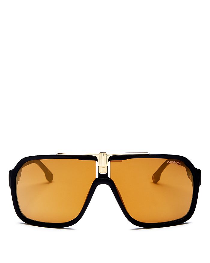 Carrera Men's Shield Sunglasses, 65mm In Black Frame Black Gold Mirror Lens  | ModeSens