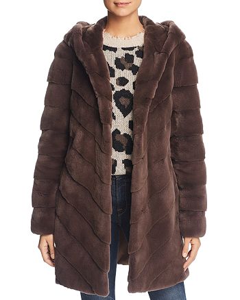 Maximilian Furs Hooded Plucked Mink Fur Coat - 100% Exclusive ...