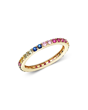 Bloomingdale's Rainbow Sapphire Band In 14k Yellow Gold- Exclusive In Rainbow