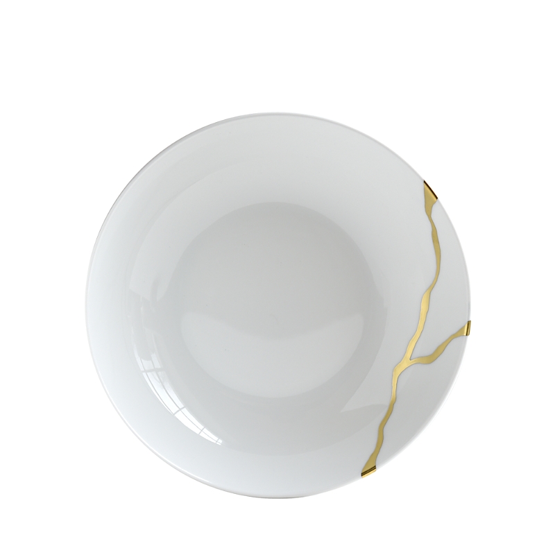 Bernardaud Kintsugi-sarkis 24k Gold Coupe Soup Bowl In White/gold