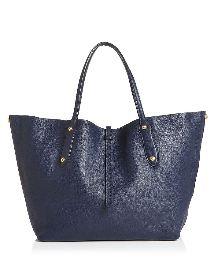 Annabel Ingall Isabella Large Leather Tote In Navy/gold