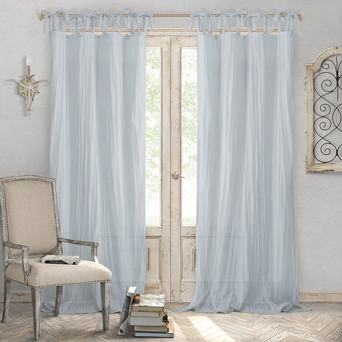 Elrene Home Fashions Jolie Semi-sheer Pleated Curtain Panel, 52 X 95 In Soft Blue