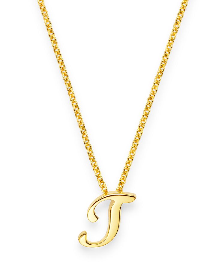 Roberto Coin 18k Yellow Gold Cursive Initial Necklace, 16 In T/gold