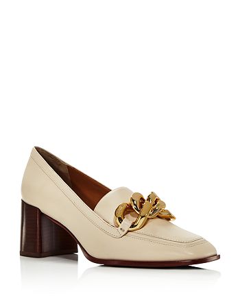 Tory Burch Women's Adrien Square Toe Leather High-Heel Loafers |  Bloomingdale's