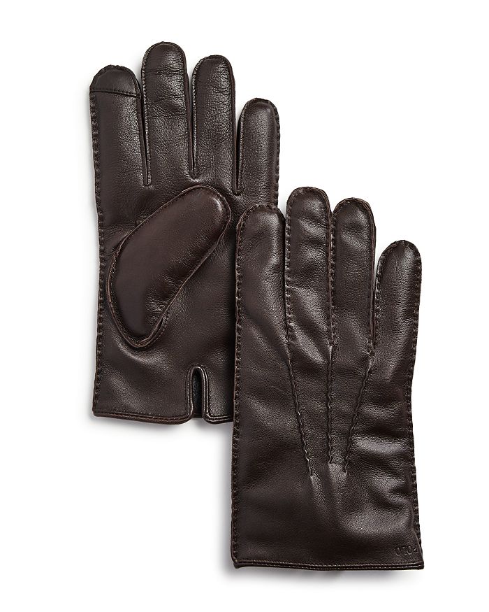 Polo Ralph Lauren Cashmere-lined Leather Gloves In Circuit Brown