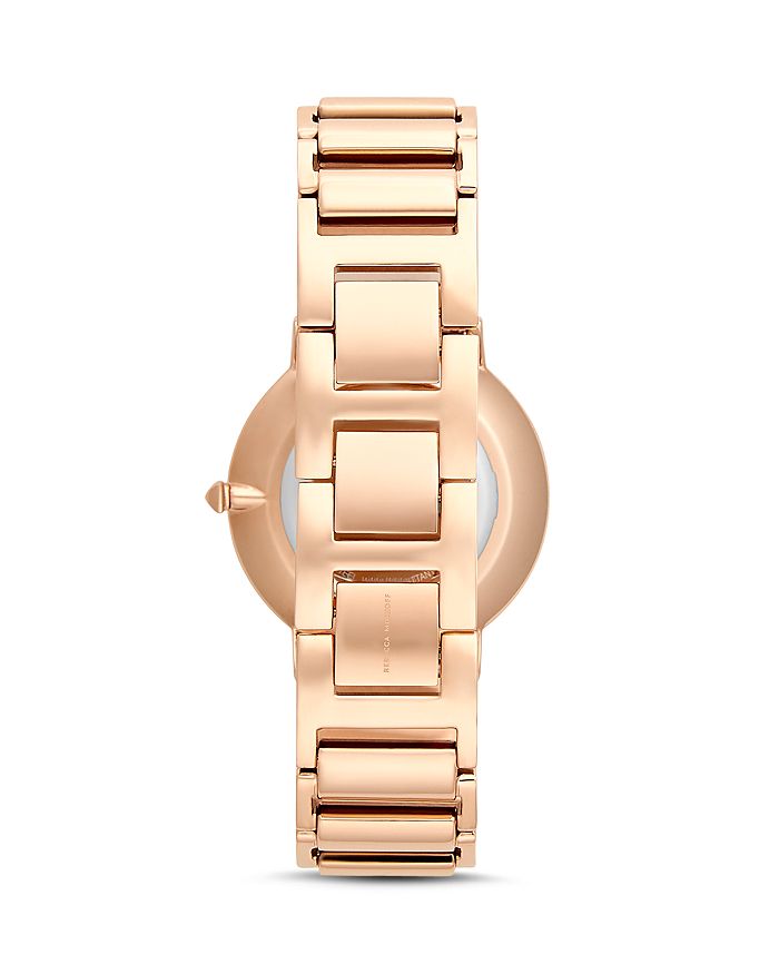 Rebecca Minkoff Women's Major Rose Gold-tone Stainless Steel Bracelet Watch 35mm In White/rose Gold
