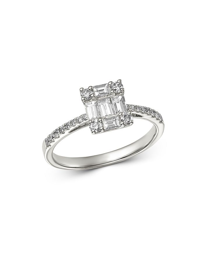 Bloomingdale's Diamond Baguette Mosaic Engagement Ring In 14k White Gold, 0.75 Ct. T.w. - 100% Exclusive