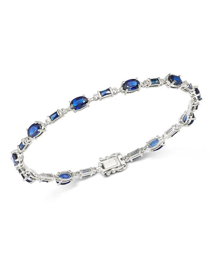 Bloomingdale's Blue Sapphire & Diamond Tennis Bracelet In 14k White Gold - 100% Exclusive In Blue/white