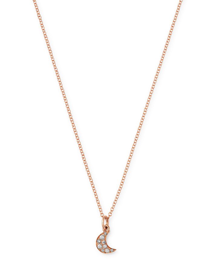 Dodo Moon Brown Diamond Pendant Necklace, 15.7 In White/rose Gold