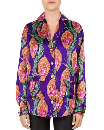 The Kooples Hindu Flower Print Silk Shirt | Bloomingdale's