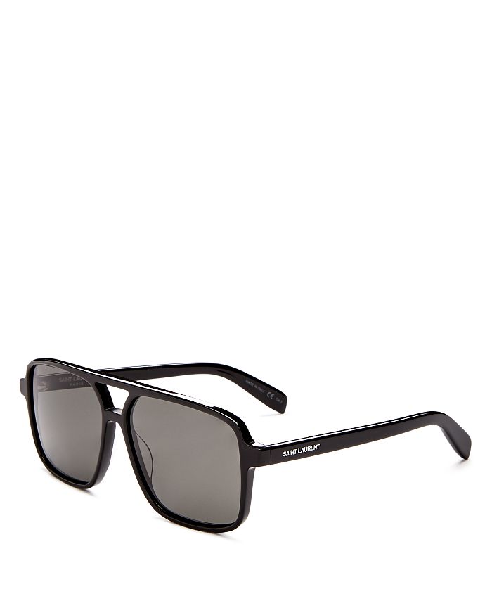 Saint Laurent Men's Brow Bar Aviator Sunglasses, 59mm In Black