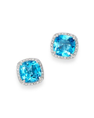Bloomingdale's Fine Collection - Blue Topaz & Diamond Stud Earrings in 14K White Gold
