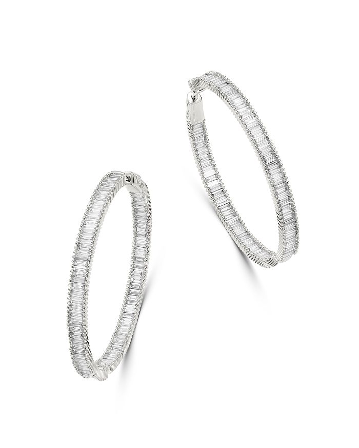 Bloomingdale's Diamond Baguette Hoop Earrings In 14k White Gold, 5.0 Ct. T.w. - 100% Exclusive