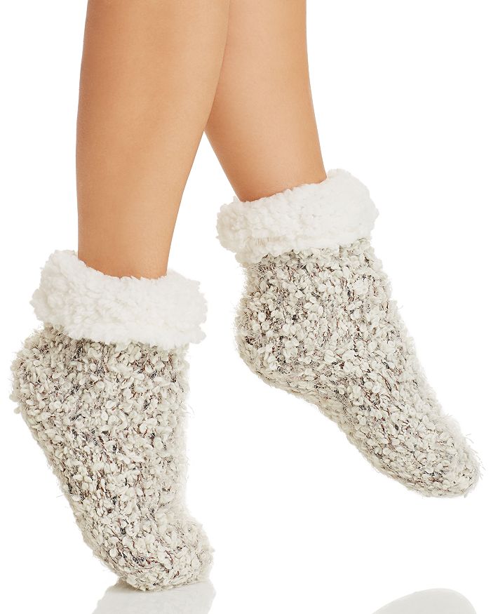 Cejoli Cuffed Knit Slipper Socks In Frost