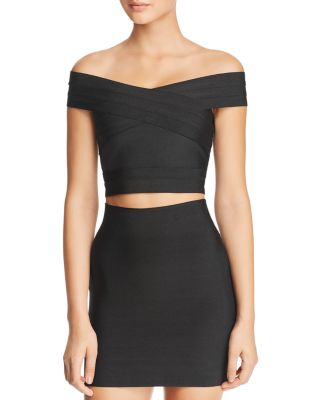 WOW Couture - Elle Off-The-Shoulder Cropped Bandage Top