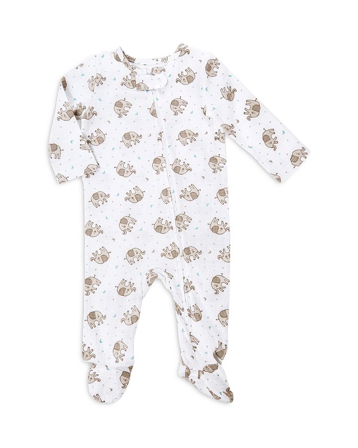 Aden And Anais Unisex Elephant Footie - Baby In White/gray