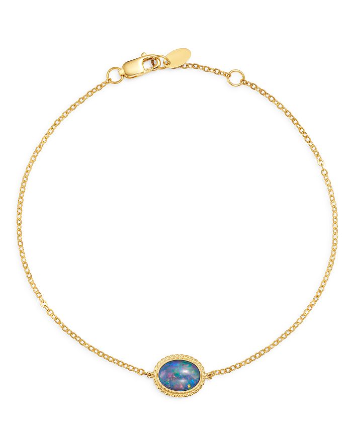 Bloomingdale's Opal Oval Bracelet In 14k Yellow Gold - 100% Exclusive In Blue/gold