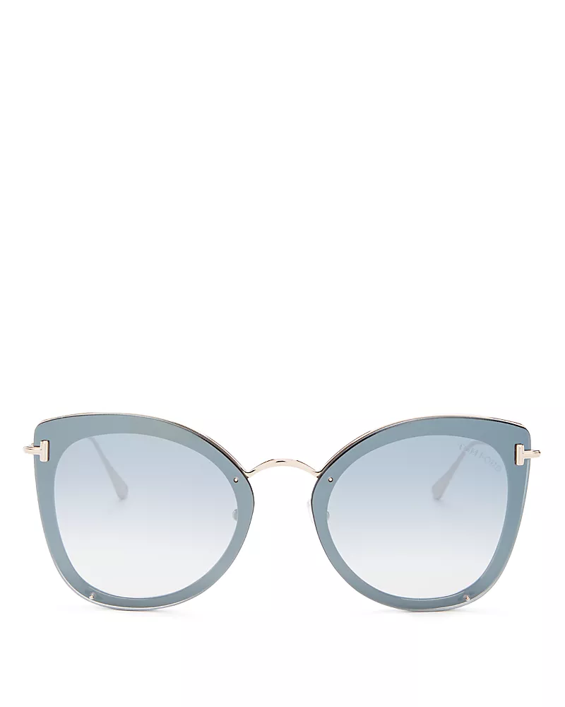 Tom Ford Women's Mirrored Rimless Cat Eye Sunglasses, 62mm