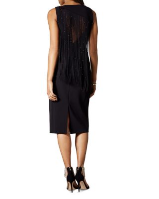 KAREN MILLEN Sleeveless Fringe-Back Dress | Bloomingdale's Women