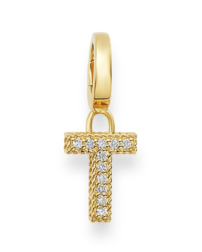 Roberto Coin 18k Yellow Gold Diamond Initial Charm In T/gold