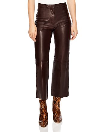 Sandro Boreales Leather Crop Pants | Bloomingdale's