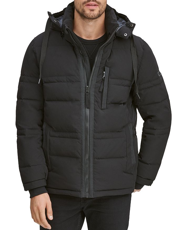 Marc New York Huxley Removable-hood Down Jacket In Black