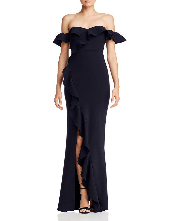 Likely Miller Off-the-shoulder Gown In Navy