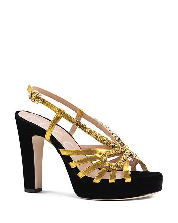 Gucci Women's Zephyra Velvet & Leather Sandals with Crystals ...