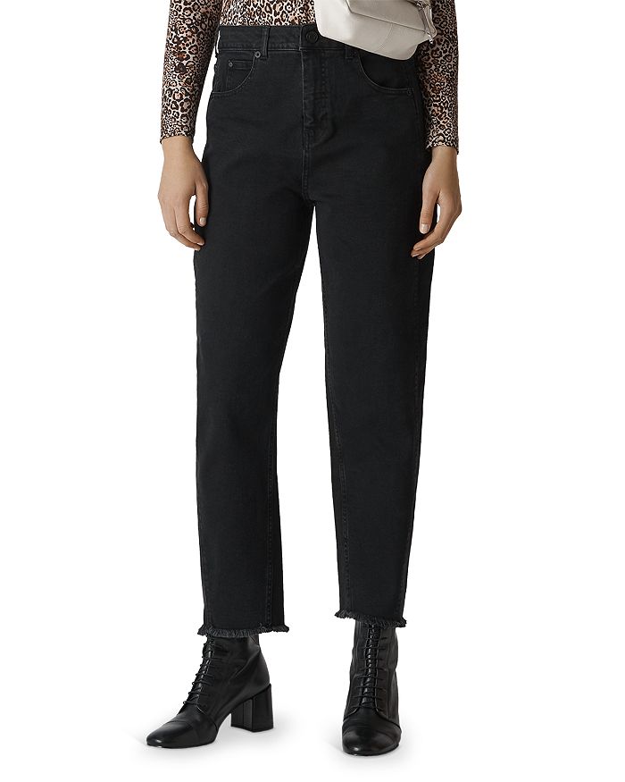 Whistles High Rise Barrel Leg Jeans In Black