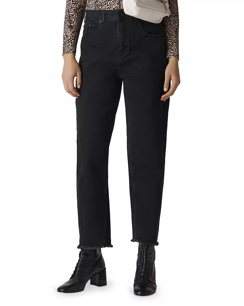 Whistles High Rise Barrel Leg Jeans in Black