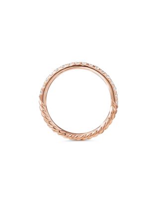 Cable Pav&eacute; Band Ring in 18K Rose Gold with Diamonds