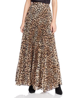 animal print pleated maxi skirt