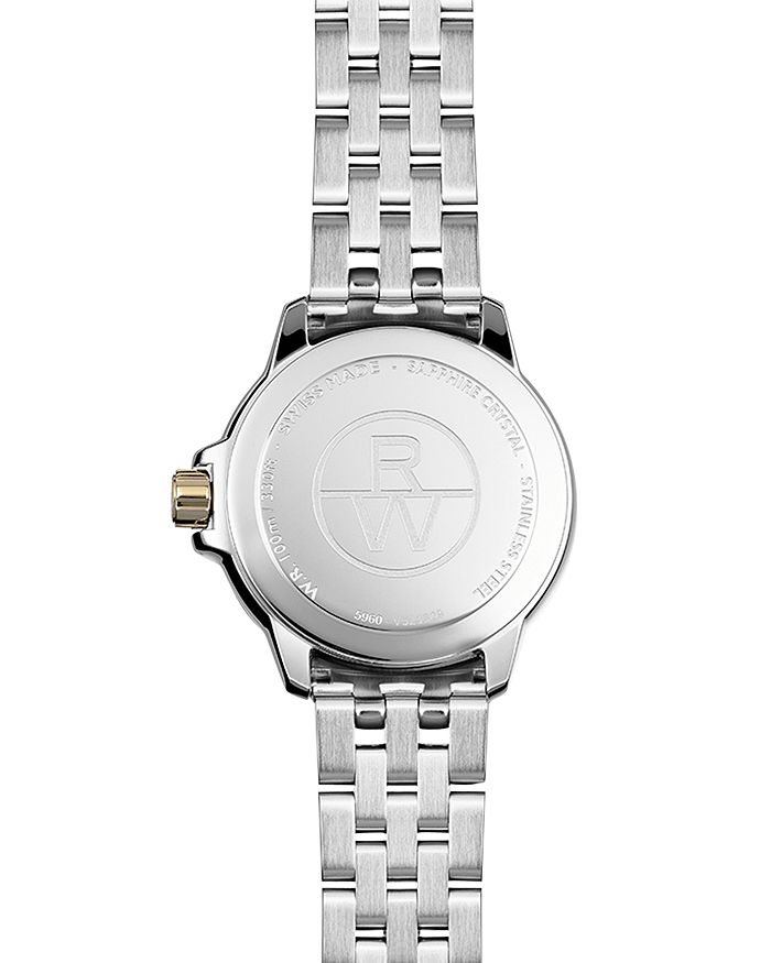 Shop Raymond Weil Tango Two Tone Watch With Diamonds, 30mm In White/gold