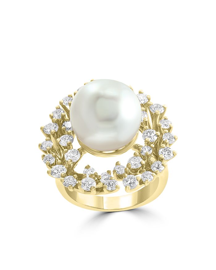 Bloomingdale's 14k Yellow Gold Freshwater Pearl Ring - 100% Exclusive In White/gold