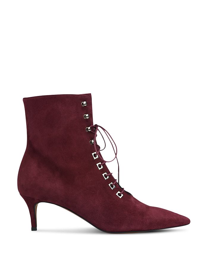 Whistles Women's Celeste Kitten Heel Suede Booties In Dark Red