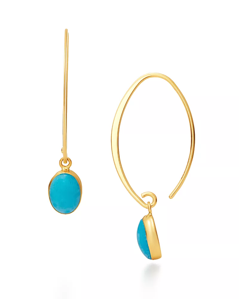 Bloomingdale's Fine Collection Turquoise Threader Drop Earrings in 14K Yellow Gold