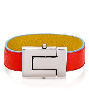 Tory Burch T-Logo Color-Block Leather Bracelet | Bloomingdale's