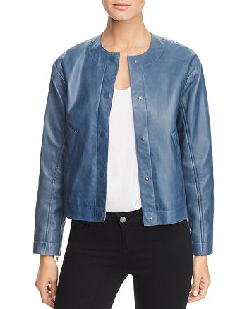 Donna Karan Cropped Leather Jacket | Bloomingdale's