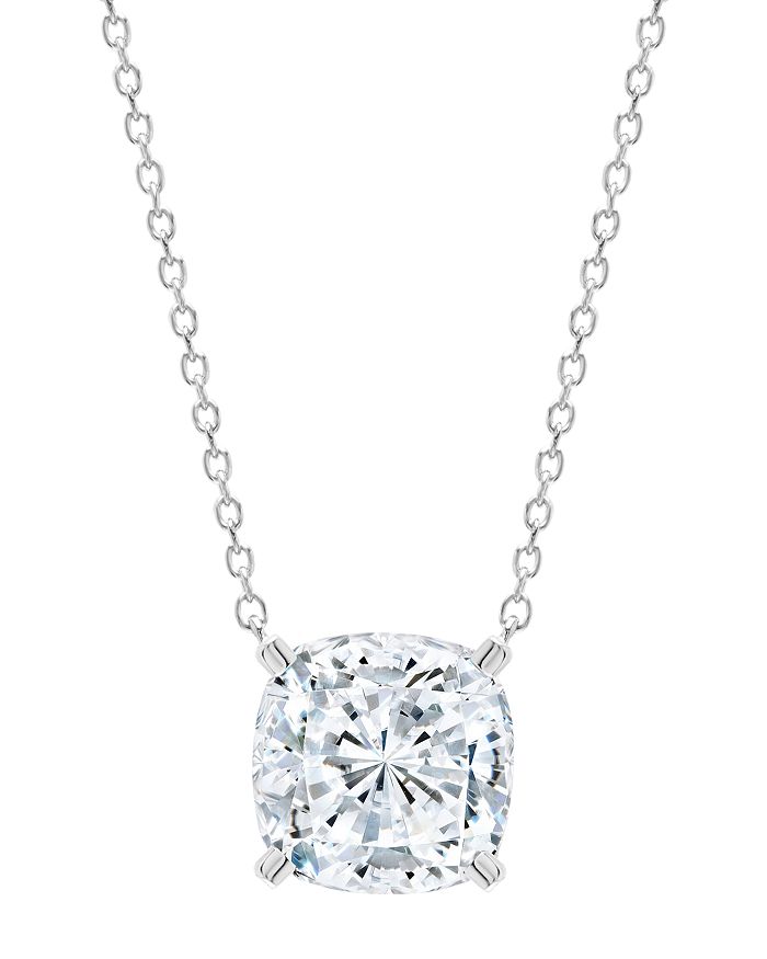 Crislu Cushion-cut Pendant Necklace In 18k Rose Gold-plated Sterling Silver Or Platinum-plated Sterling Sil