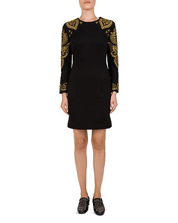 The Kooples Milano Embroidered Long-Sleeve Mini Dress | Bloomingdale's