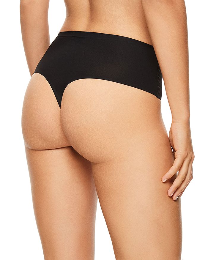 Shop Chantelle Soft Stretch One Size High Waist Retro Thong In Black