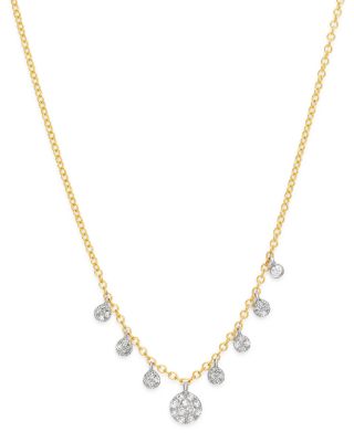14K Yellow & White Gold Diamond Multi Disc Pendant Necklace, 18"